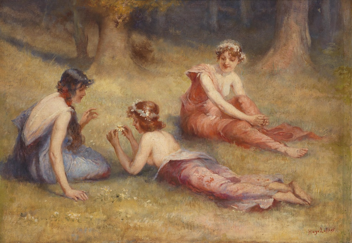 The Three Graces In A Meadow by Хуго Лёффлер — digital art print download