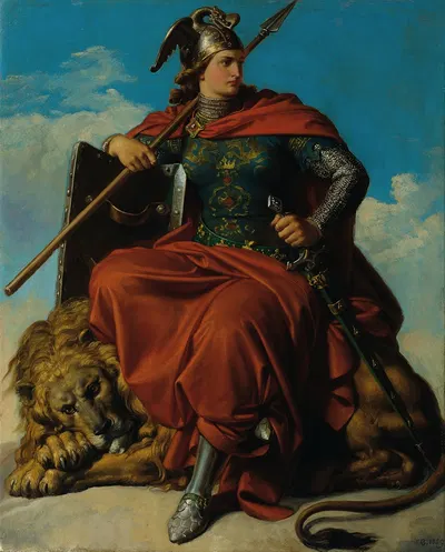 Allegorie Der Tapferkeitt by Карл фон Блаас, 1859 — digital art print download