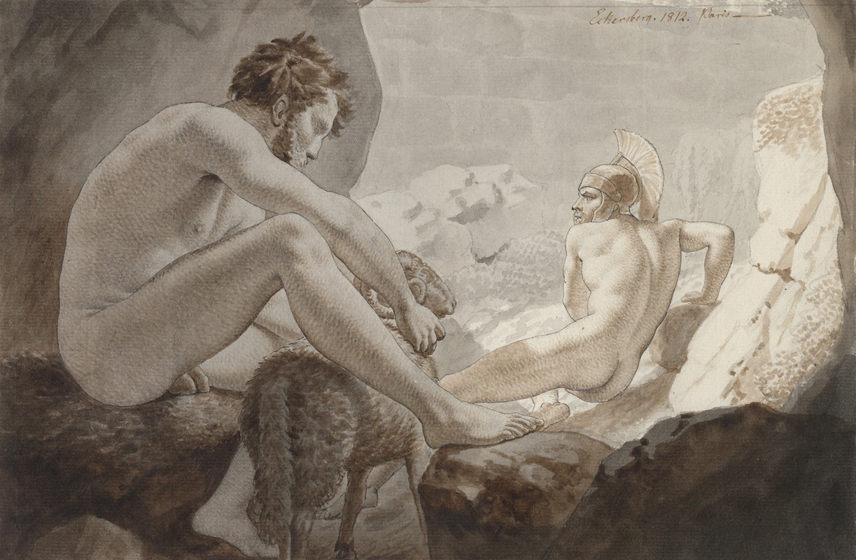 Odysseus flygter fra Polyfem — Christoffer Wilhelm Eckersberg