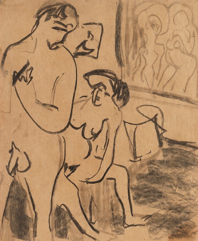 Badendes Paar im Atelier by Эрнст Людвиг Кирхнер, 1908 — digital art print download
