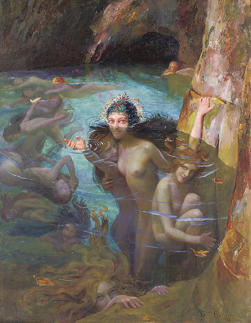 Sea Nymphs At A Grotto by Гастон Бюссьер, 1924 — digital art print download