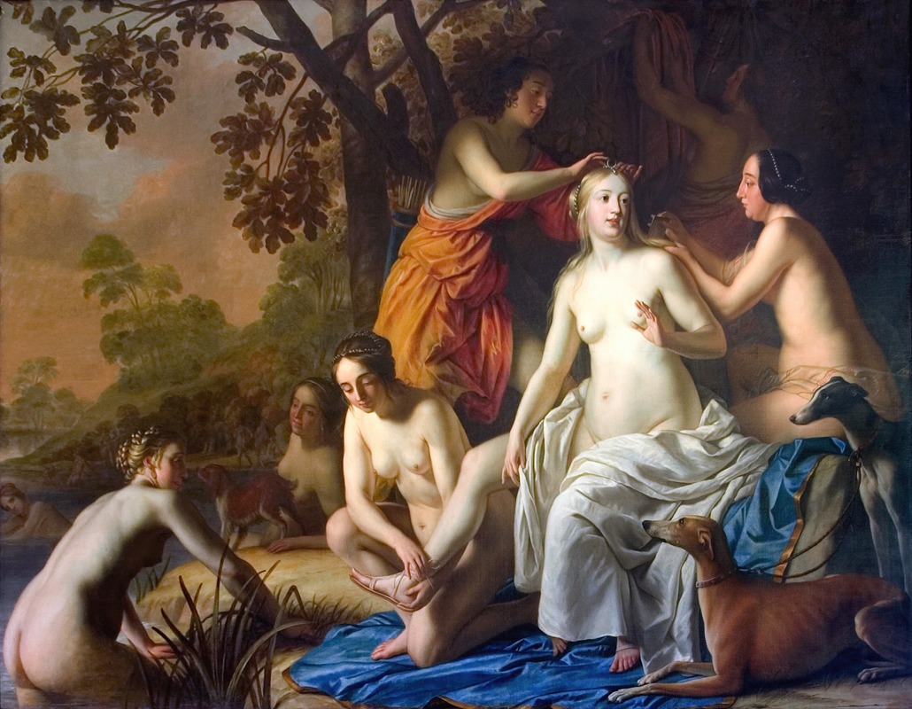 Diana with her Nymphs by Жерар ван Хонтхорст, 1650 — digital art print download