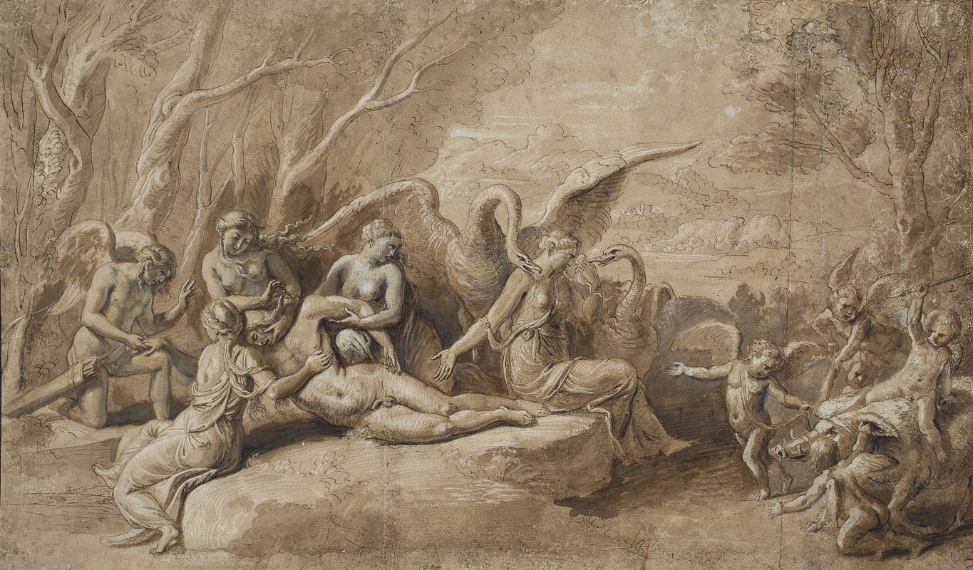 Venus mourning the death of Adonis — Giulio Romano