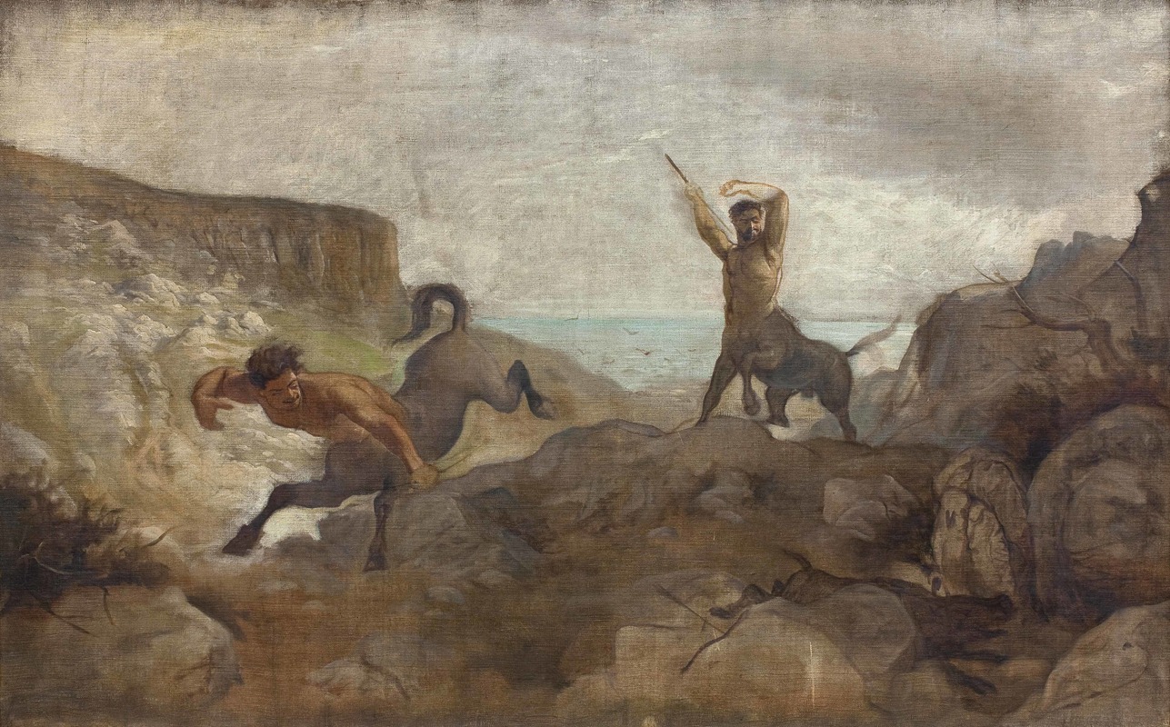 Centaurs Hunting Boars by Людвиг Абелин Шу, 1865 - 1867 — digital art print download