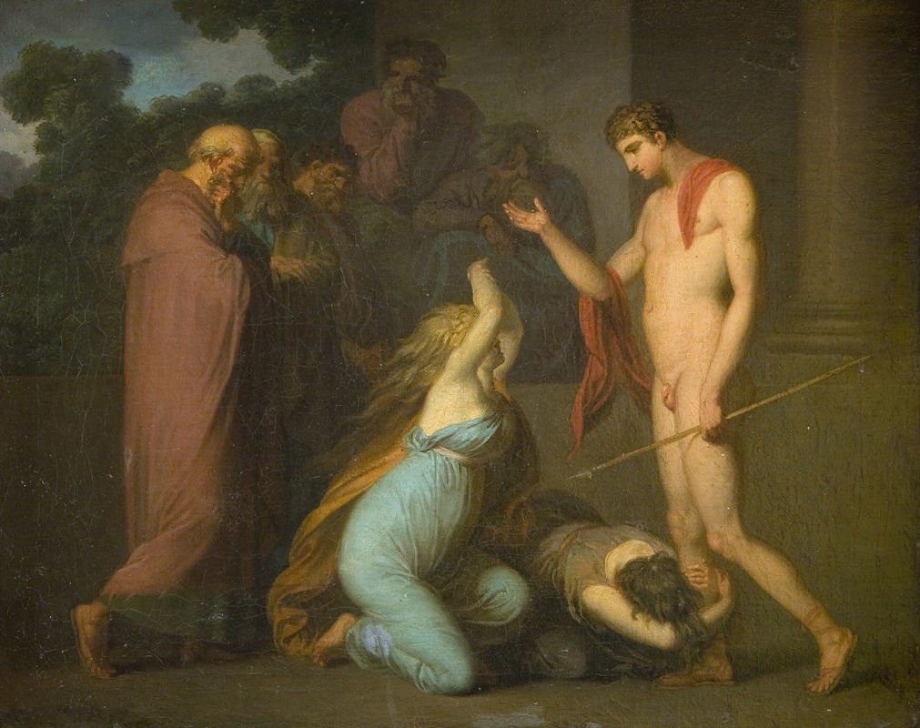 Ismene and Antogone Plead with Theseus — Nicolai Abildgaard