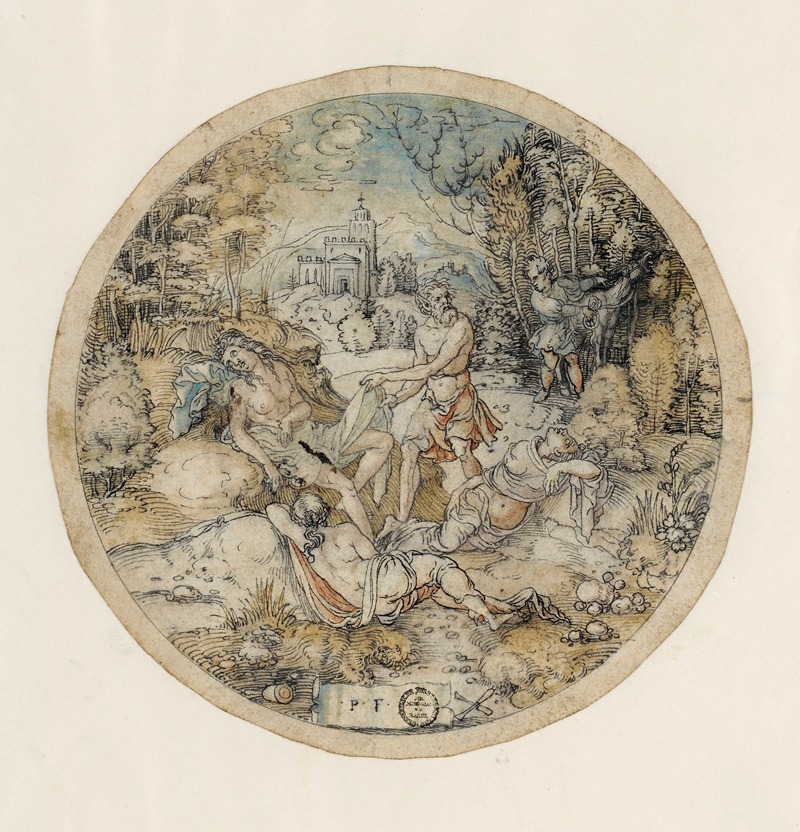 Priapus and Lotis by Петер Флётнер, 1540 — digital art print download