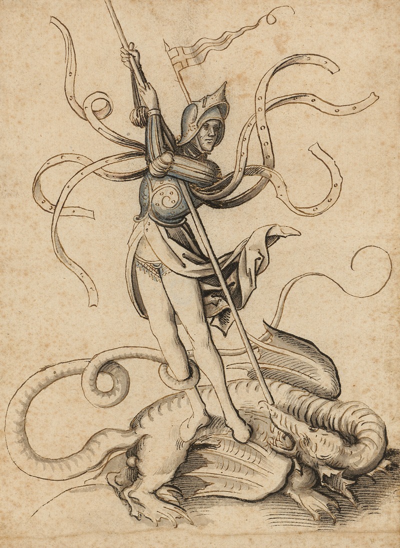 St. George fighting the dragon by Workshop of Hans Holbein the elder, 1500 — digital art print download