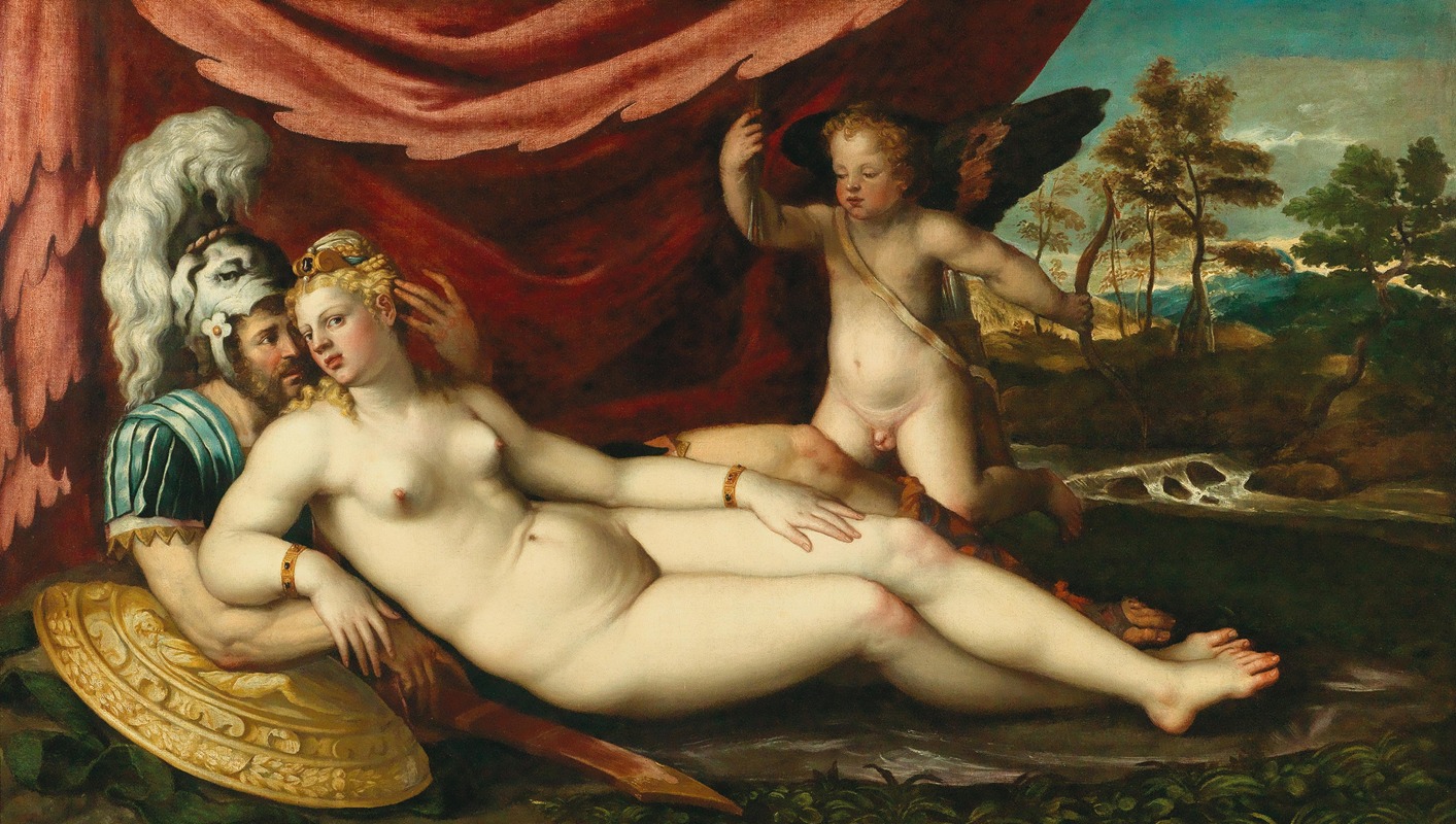 Mars and Venus with Cupid by Battista dell’Angolo del Moro — digital art print download