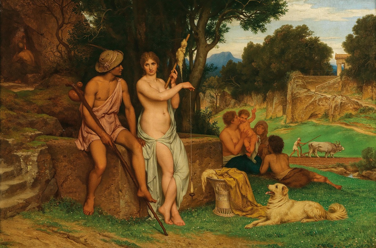 An Arcadian Landscape by Hermann Julius Schlössner, 1886 — digital art print download