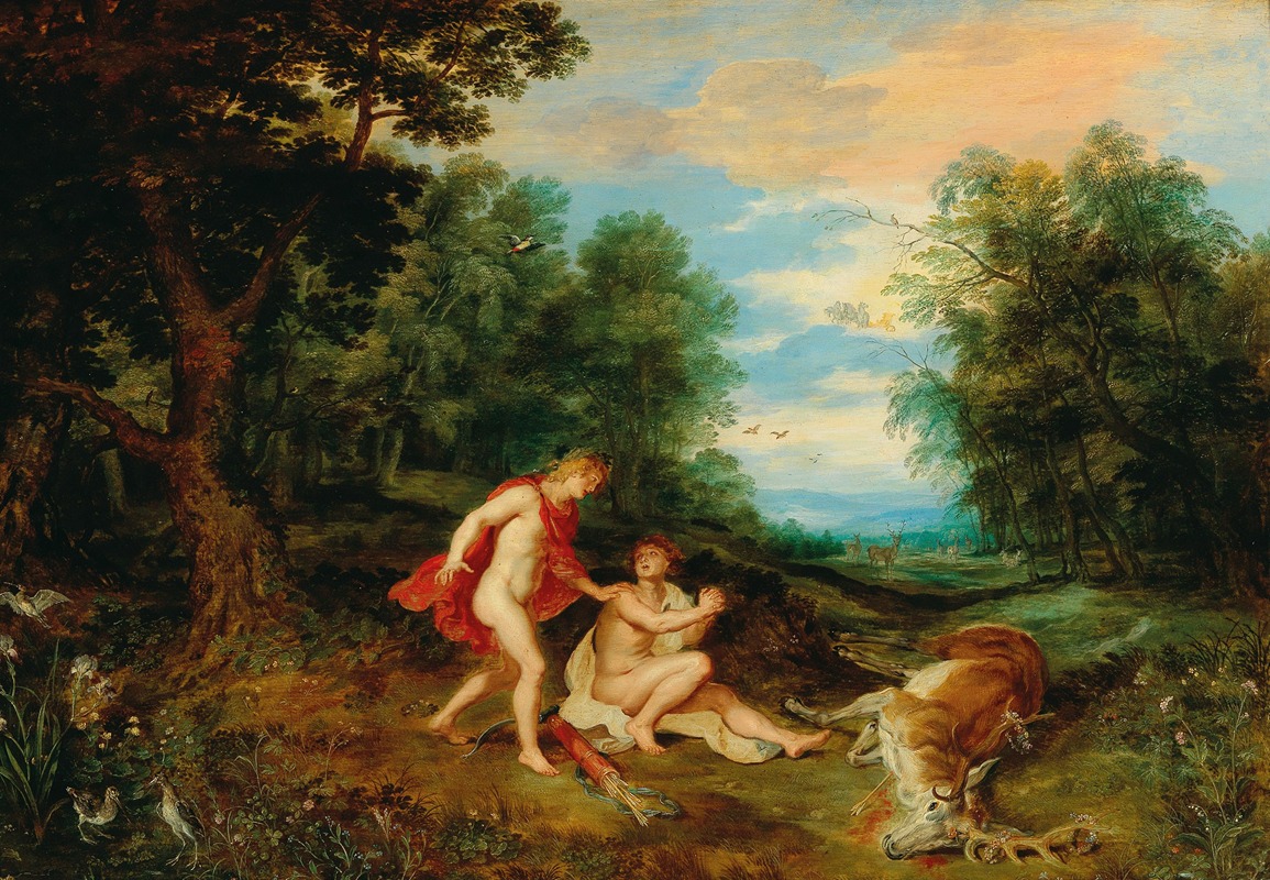 Apollo comforting Cyparissus by Ян Брейгель младший — digital art print download