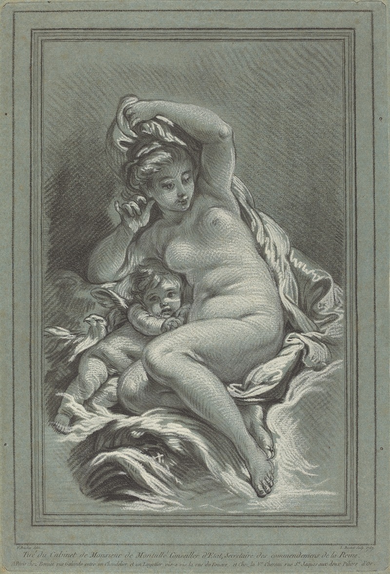 Venus and Cupid on a Dolphin by Луи-Марин Бонне, 1767 — digital art print download