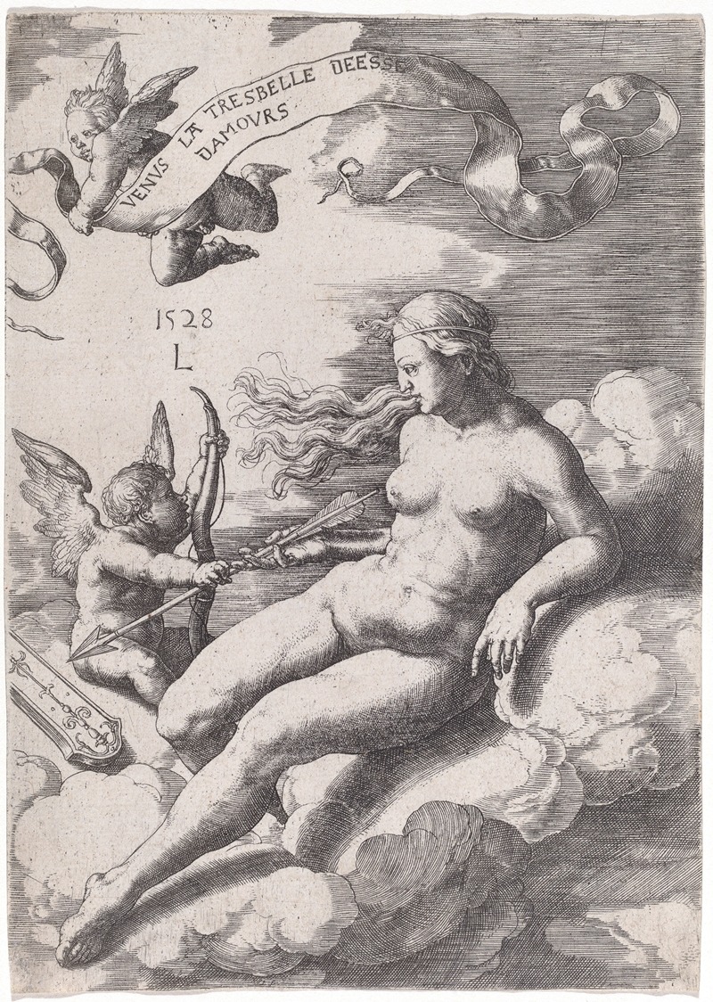 Venus and Cupid by Лукас Ван Лейден, 1528 — digital art print download