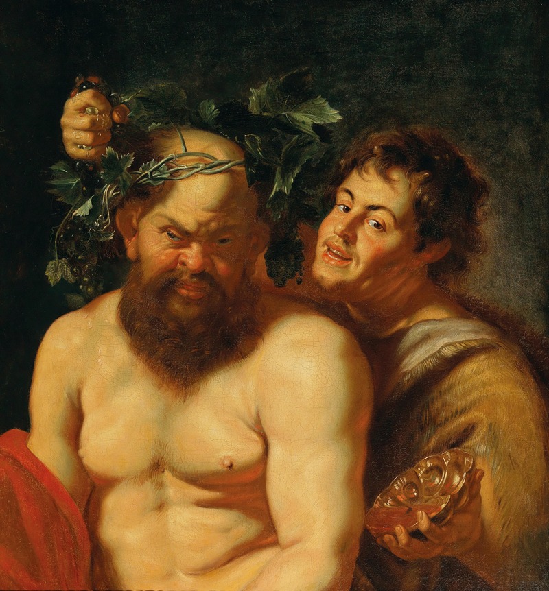 The Drunken Silenus with a Satyr by Последователь Питера Паула Рубенса — digital art print download