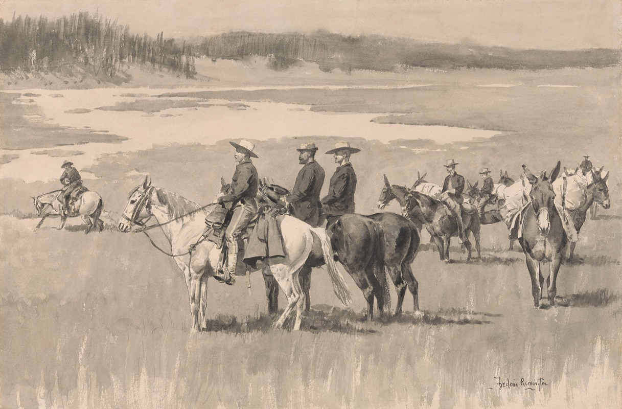 On the Head-Waters–Burgess Finding a Ford — Frederic Remington