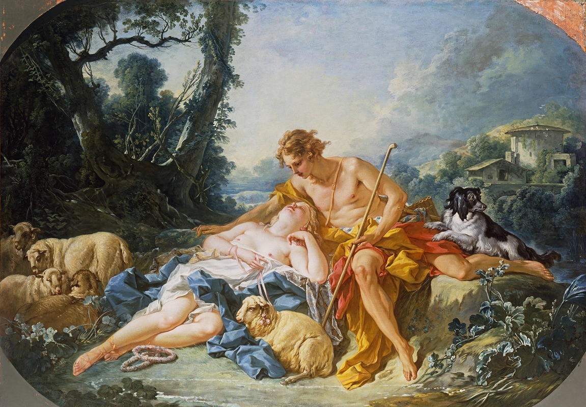 Daphnis and Chloe by Франсуа Буше, 1743 — digital art print download