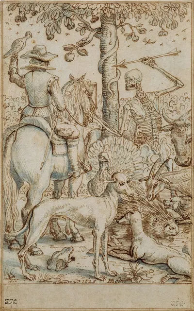Death and the Huntsman by Hendrik Hondius the Elder, 1625 — digital art print download