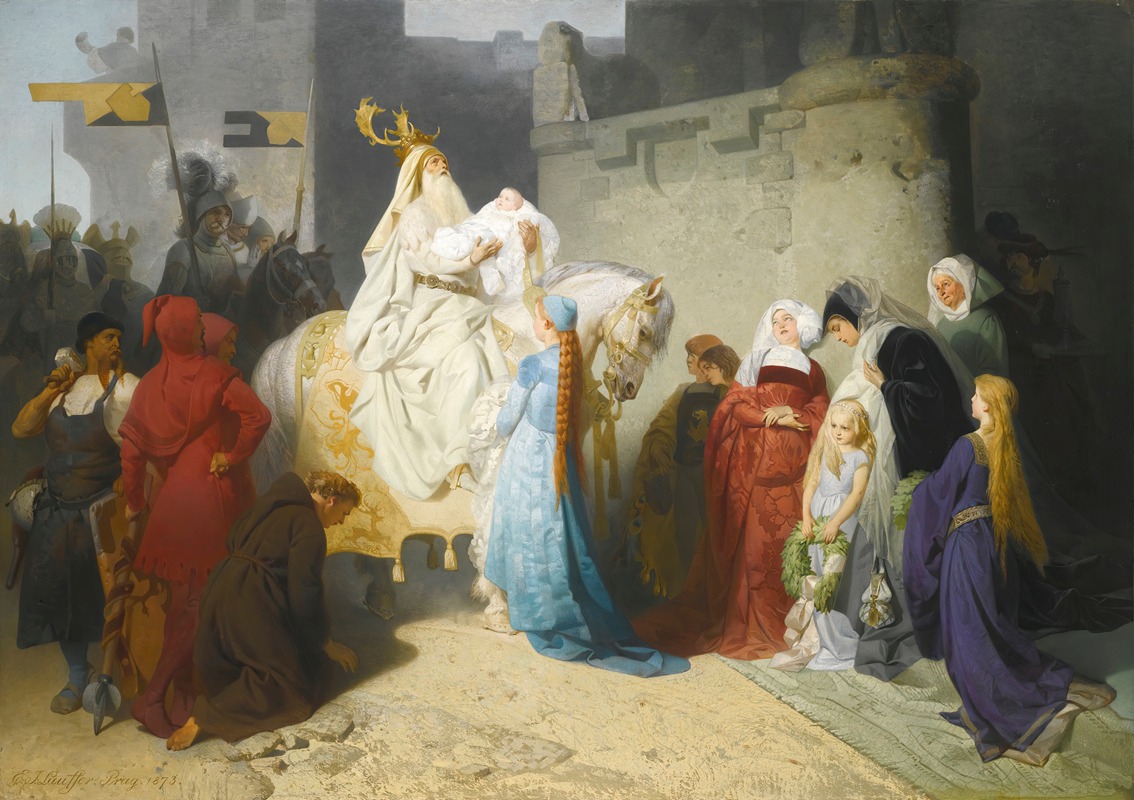 Merlin Presenting The Future King Arthur by Emil Lauffer, 1873 — digital art print download