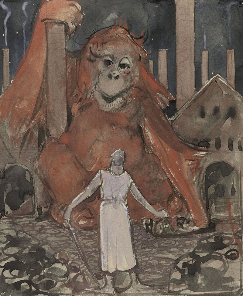 Ridder en reuzenaap by Бернар Виллем Вейринк, 1908 — digital art print download