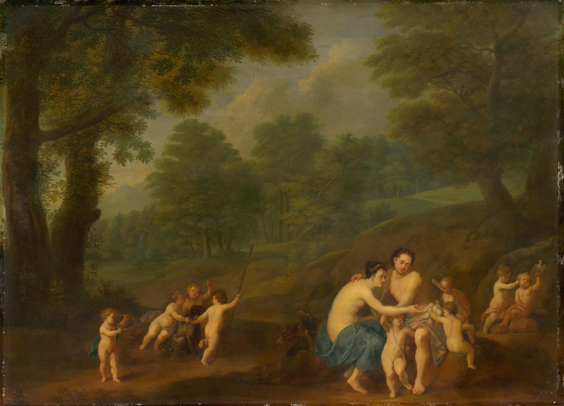 Venus and Adonis (Love Scene) by Johann Friedrich Gerhard, 1731 — digital art print download