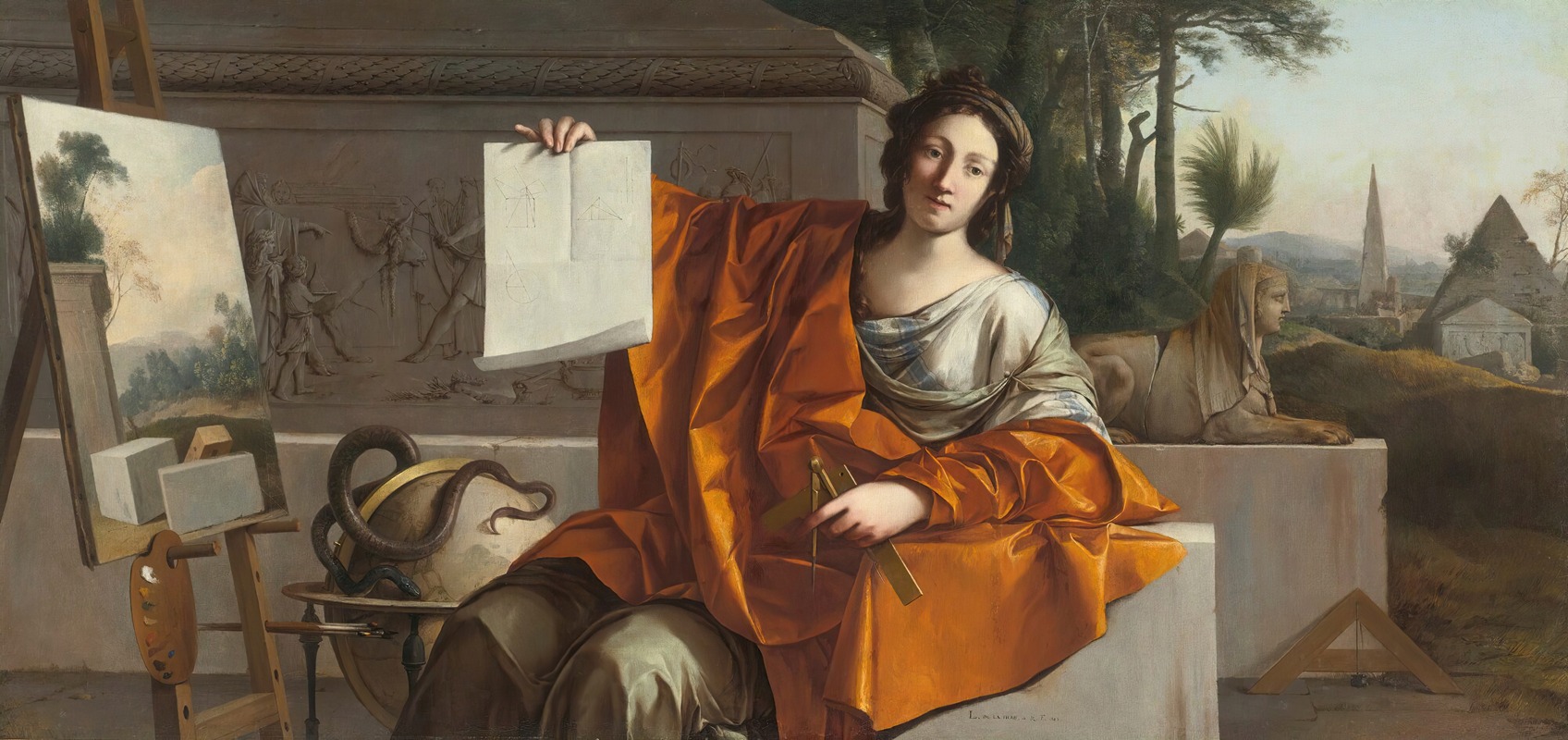 Allegory Of Geometry by Laurent de la Hyre, 1649 — digital art print download
