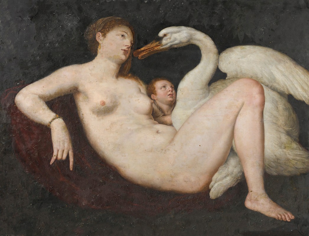 Leda and the swan by Гиллис Койне — digital art print download