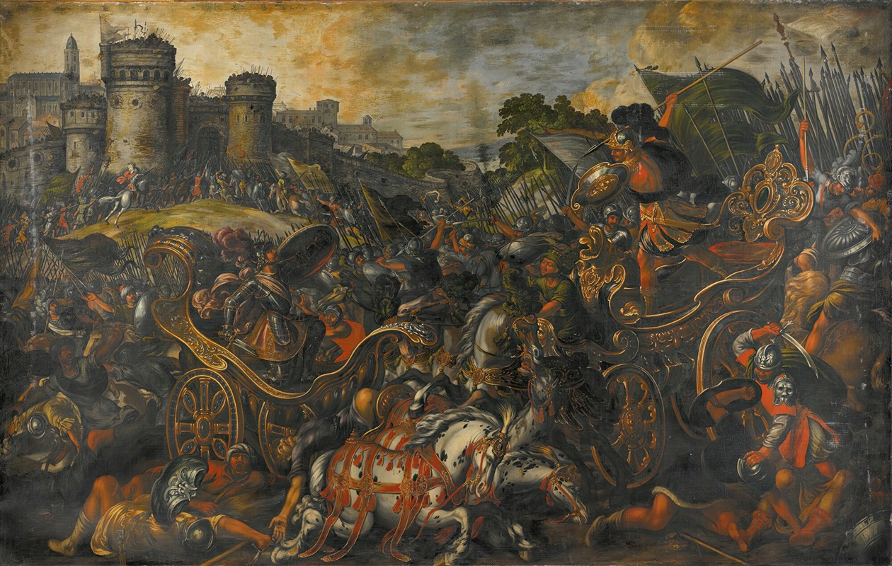 Achilles confronting Hector outside Troy by Juan de la Corte — digital art print download
