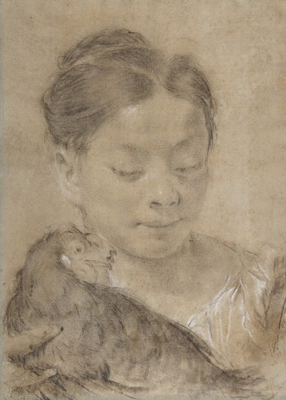 Girl with a Hen by Джованни Баттиста Пьацетта, 1682–1754 — digital art print download