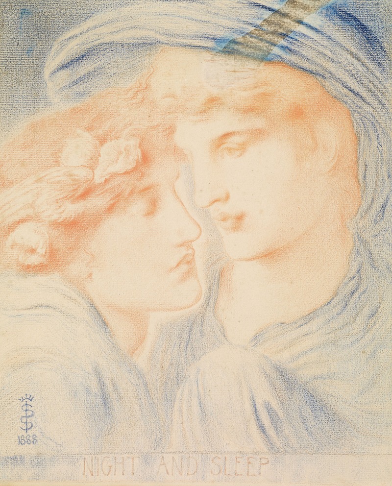 Night and Sleep by Simeon Solomon, 1888 — digital art print download