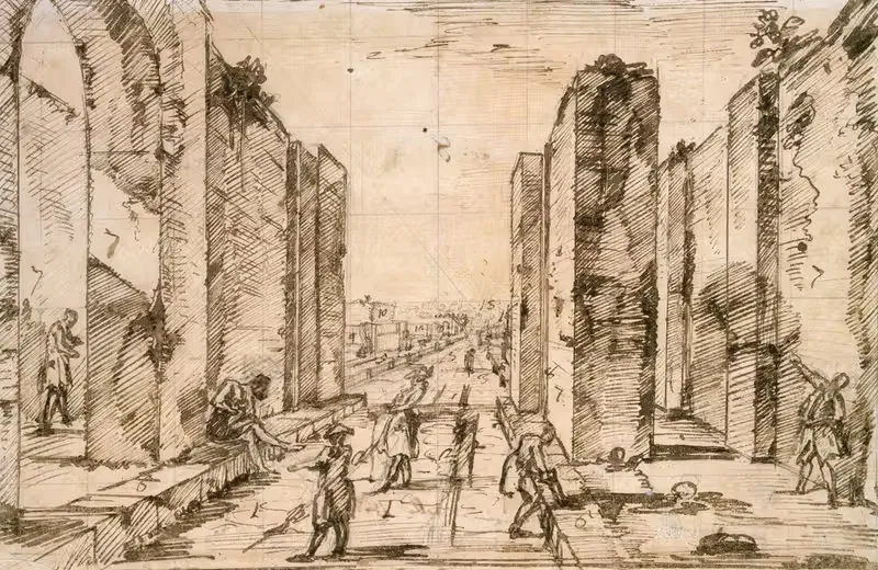 Вид через Геркуланские ворота, Помпеи by Джованни Баттиста Пиранези, 1778 — digital art print download