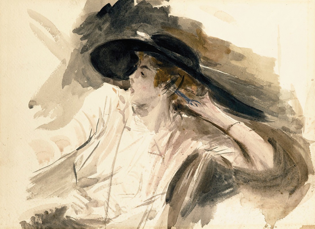 Young woman wearing a large hat — Giovanni Boldini