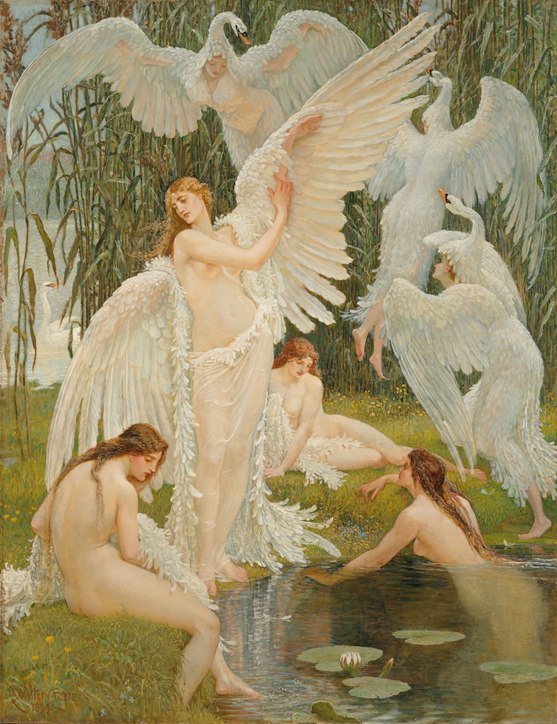 The Swan Maidens by Уолтер Крейн, 1894 — digital art print download