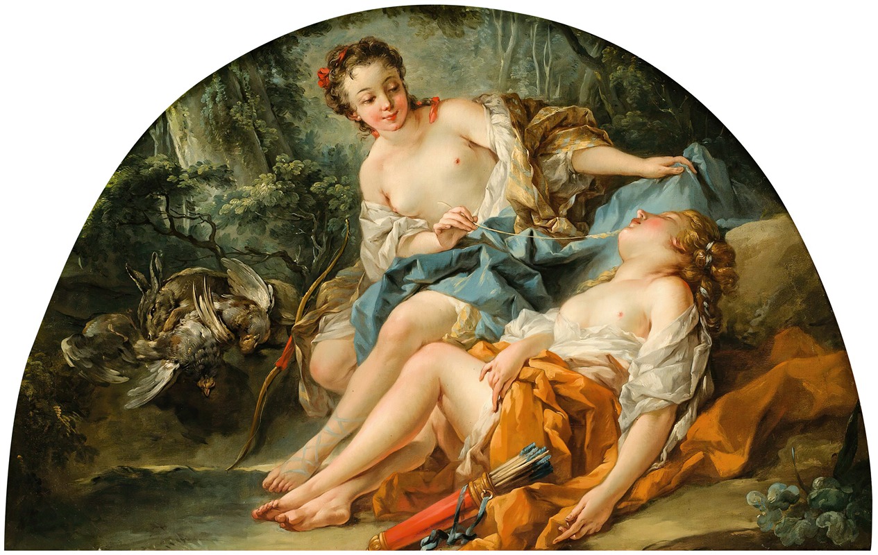 Hunting nymphs by Франсуа Буше — digital art print download