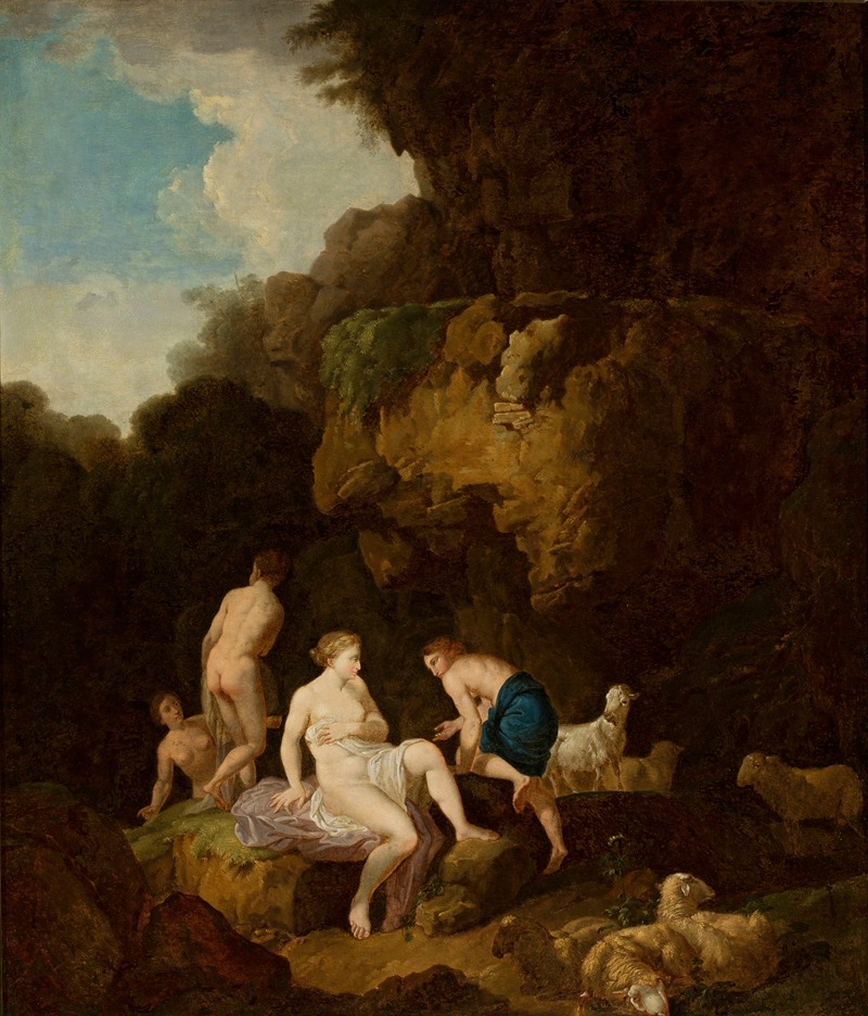 Nymphs in a grotto by Кристиан Вильгельм Эрнст Дитрих — digital art print download