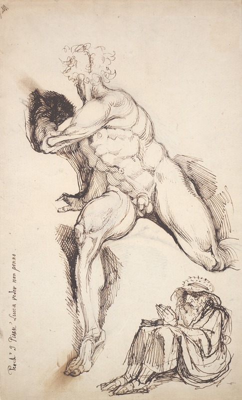 Male nude and seated hermit — Henry Fuseli
