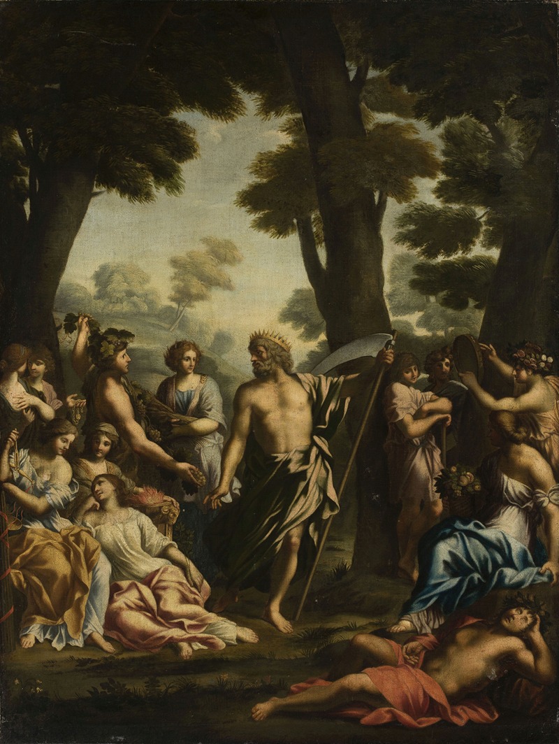 Saturn and muses by Джованни Франческо Романелли — digital art print download