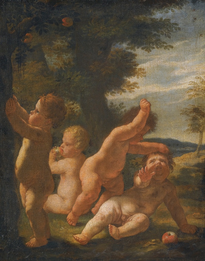 Four Putti Playing In A Landscape by Карел Шкрета — digital art print download
