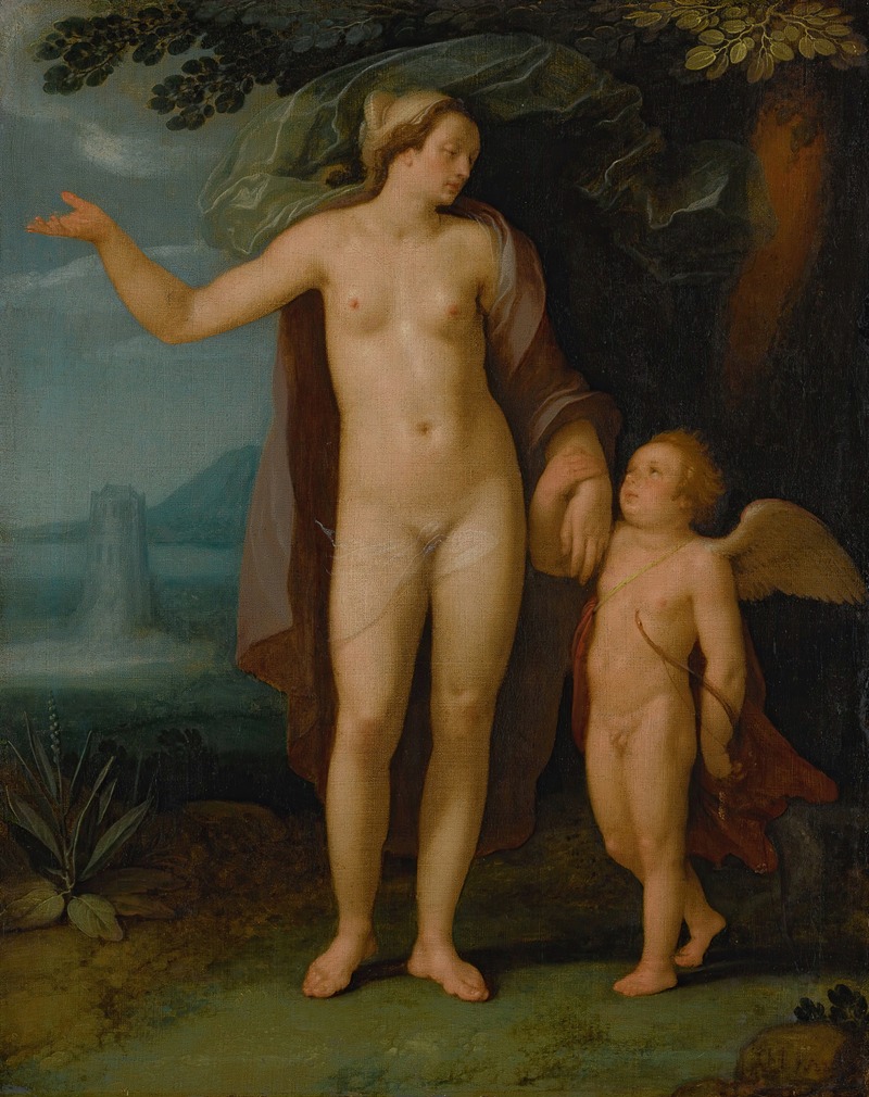 Venus and Cupid in a landscape — Корнелис Корнелисз ван Харлем