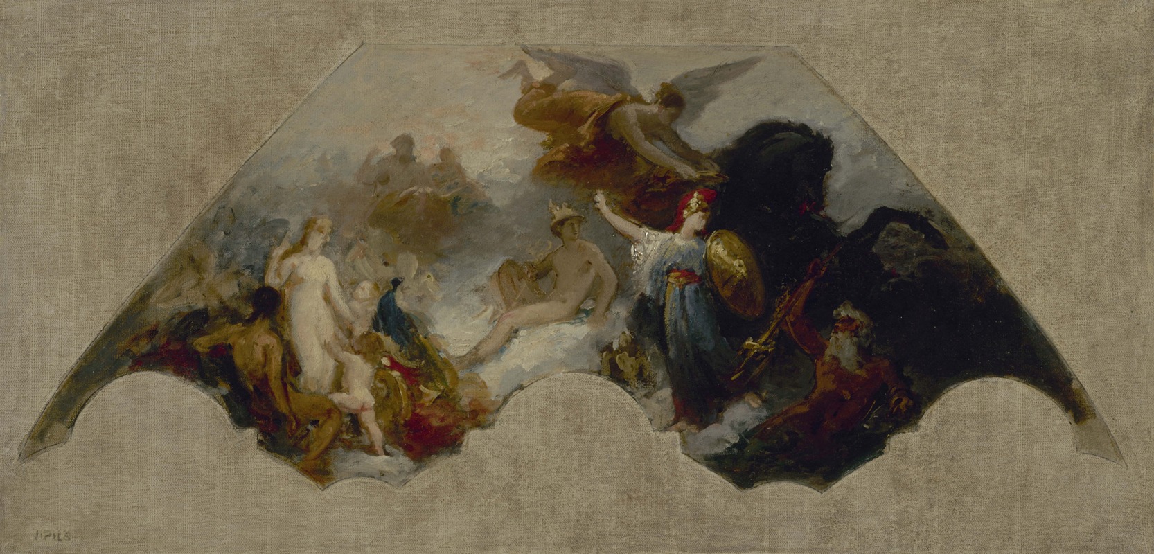 Minerve combattant la Force brutale devant l'Olympe réuni. by Исидор Пильс, 1872 — digital art print download