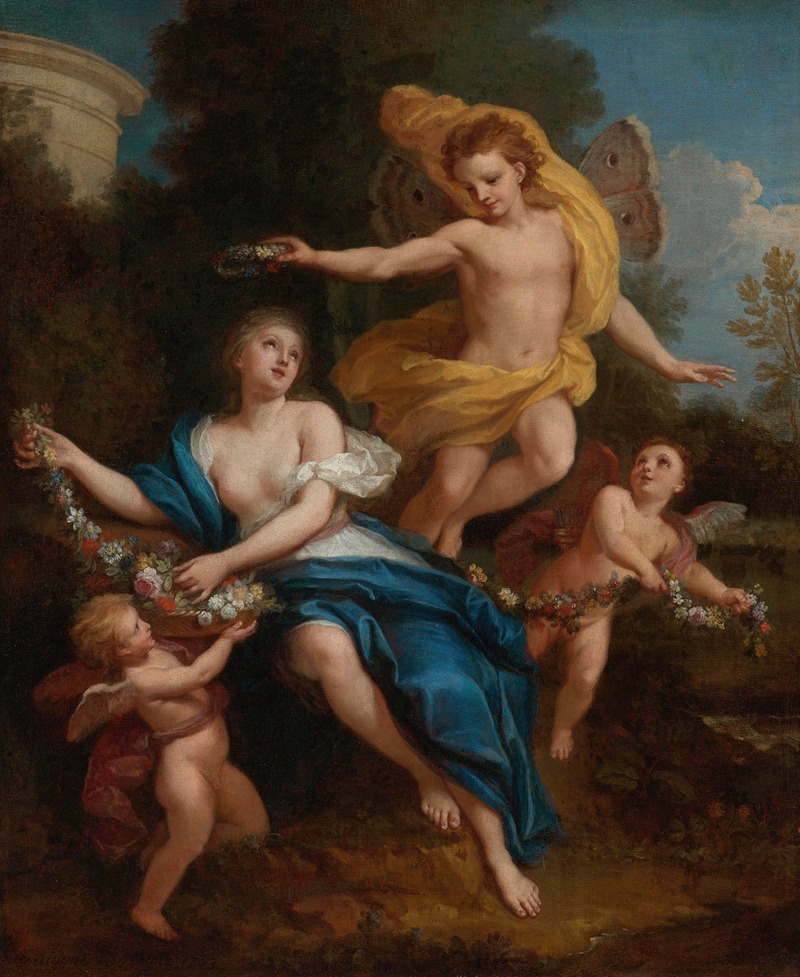 Zephyr Crowning Flora by Louis de Boullogne the Younger, 1702 — digital art print download