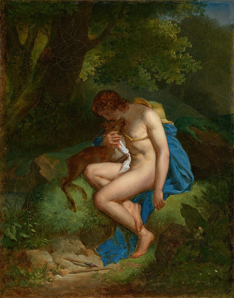 Cyparissus mourning his stag by Auguste Alphonse Gaudar De La Verdine — digital art print download