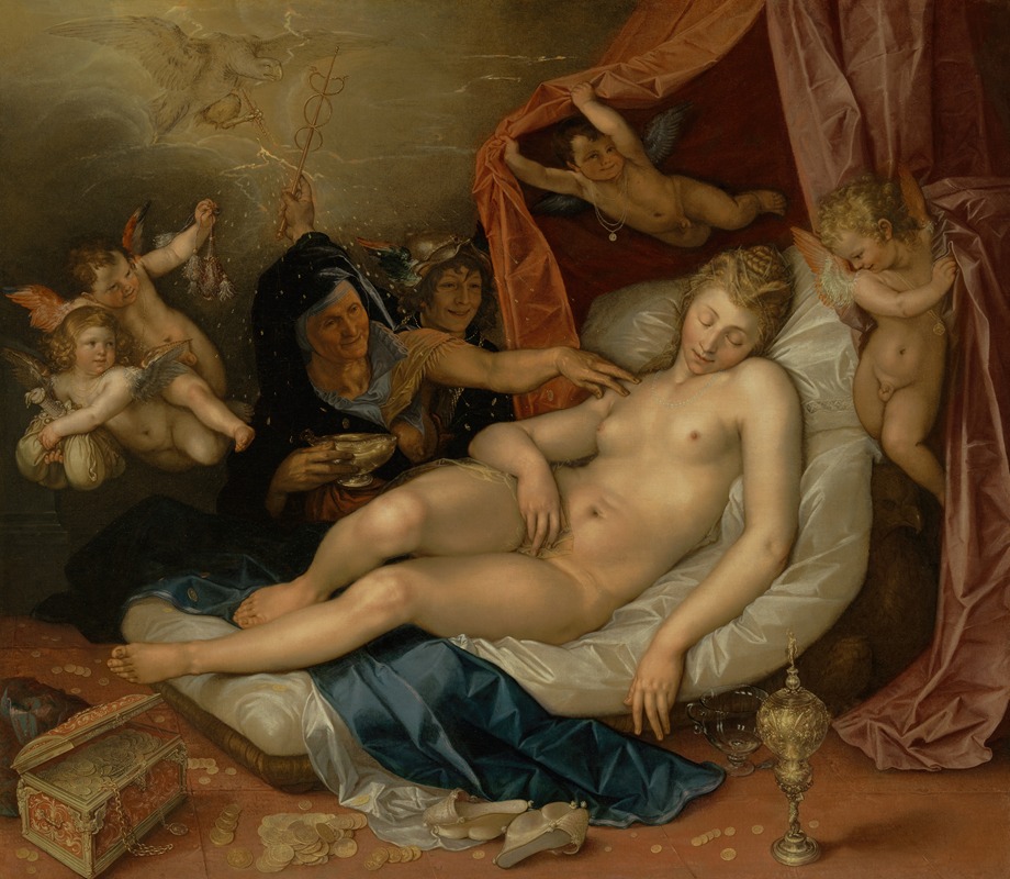 The Sleeping Danaë Being Prepared to Receive Jupiter — Hendrick Goltzius