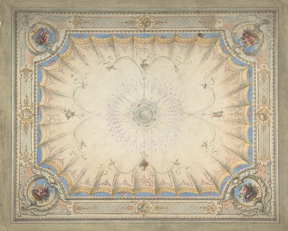 Ceiling Design for the Boudoir, Ardgowan by J. S. Pearse — digital art print download