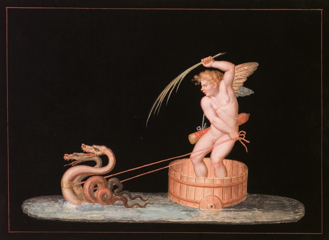 Cupid Drawn by Two Sea Serpents by Michaelangelo Maestri — digital art print download