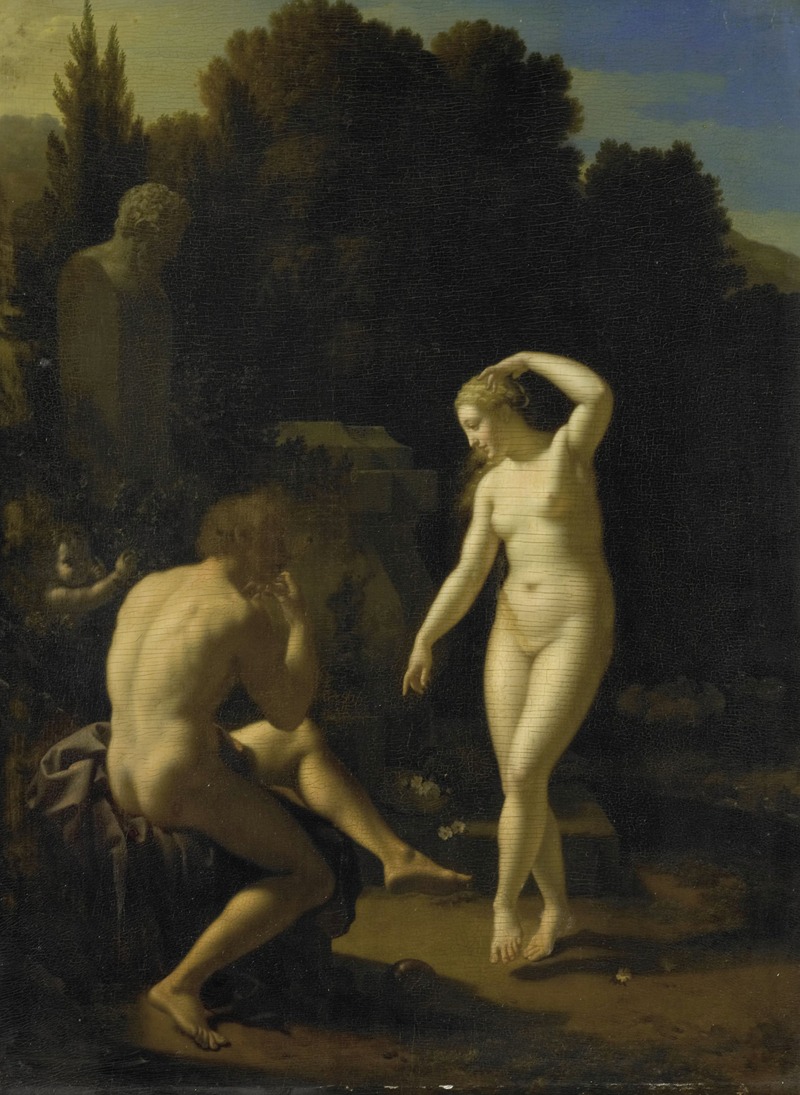 A Nymph Dancing to a Shepherd's Flute by Адриан ван дер Верфф, 1718 — digital art print download