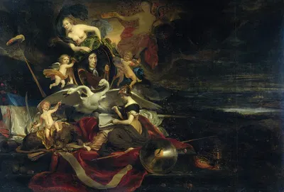 Allegory on the Dutch Raid on the Medway (1667), with a Portrait of Cornelis de Witt by Корнелис Биссхоп, 1667 — digital…