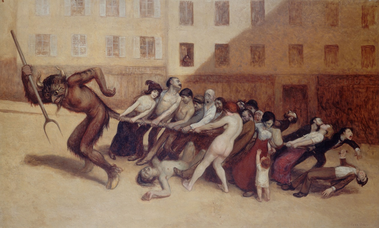 Les Parisiens tirant le diable par la queue by Жан Вебер, 1920 — digital art print download