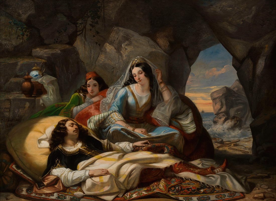 Don Juan et Haïdée by Marcel Saunier, 1839 — digital art print download