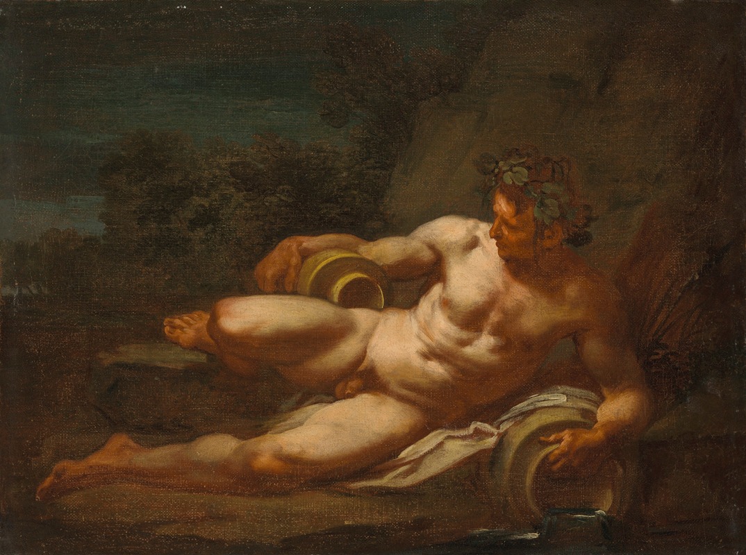 A river god reclining in a landscape — Follower of Nicolas Poussin