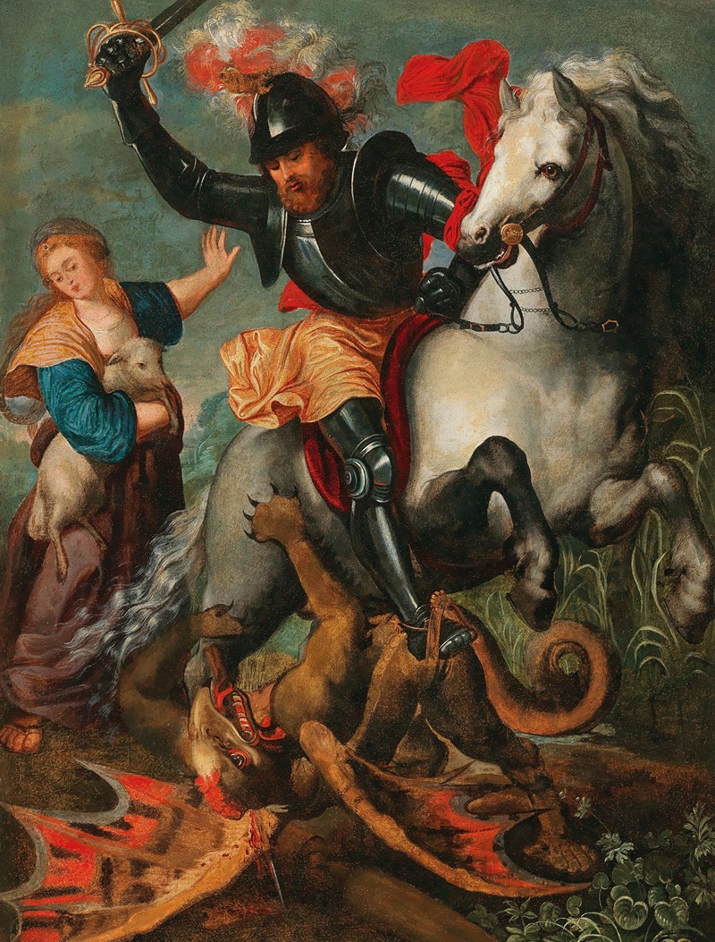 Saint George killing the Dragon by Томас Виллеборц Босхаерт — digital art print download