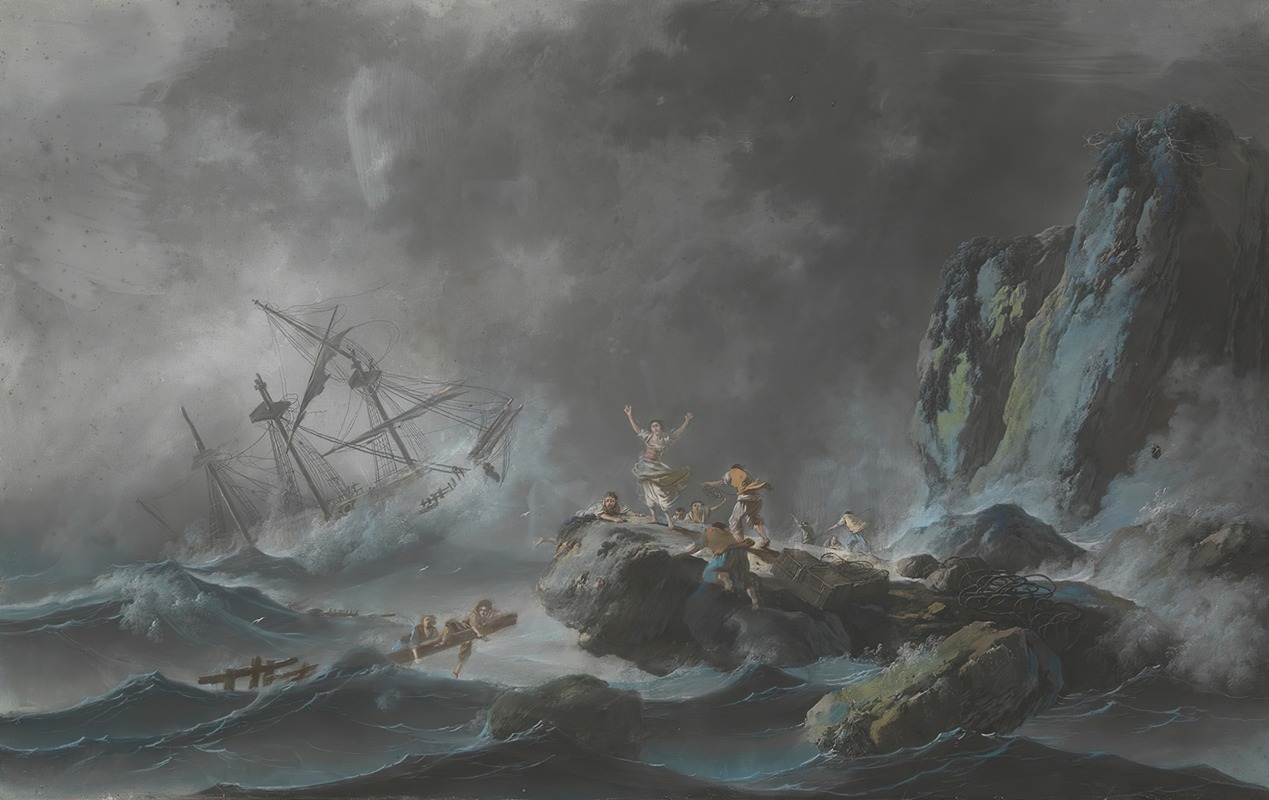 A Shipwreck in a Storm by Жан-Батист Пилеман, 1782 — digital art print download